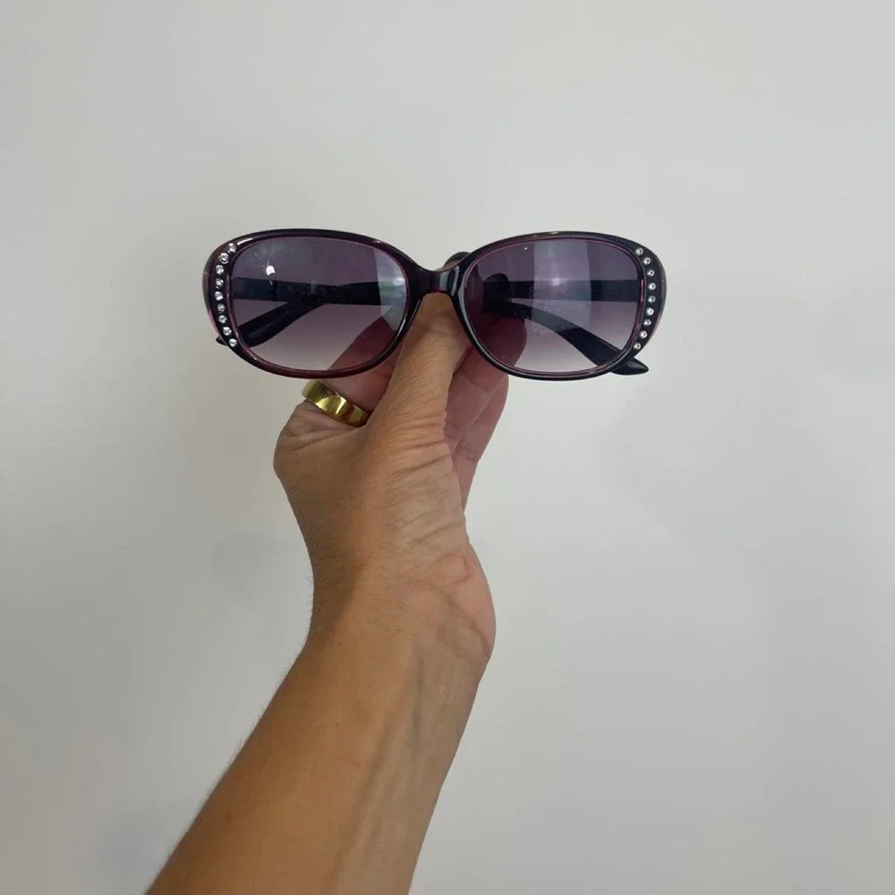 Piranha Rhinestone Burgundy Purple Sunglasses Y2K